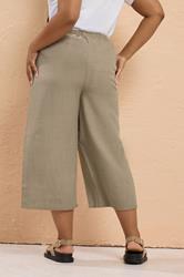 YOURS Plus Size Stone Brown Cropped Trousers | Yours Clothing 3