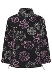 YOURS Curve Black Floral Quarter Zip Fleece