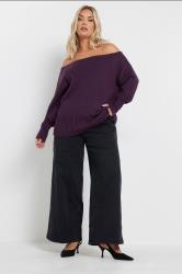 YOURS Plus Size Purple Bardot Knitted Jumper | Yours Clothing 3