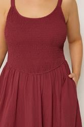 YOURS Plus Size Red Shirred Sundress | Yours Clothing 4