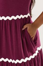 YOURS Plus Size Red Contrast Trim Tiered Maxi Dress | Yours Clothing 4
