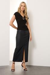 LTS Tall Black Ruched Buckle Top | Long Tall Sally 2