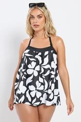 YOURS Plus Size Black Floral Print Tankini Top | Yours Clothing 5