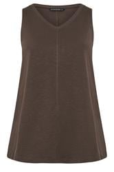 EVANS Curve Chocolate Brown Premium Cotton Vest Top