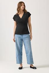M&Co Black Short Sleeve Wrap Top | M&Co 1