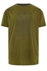KAM Big & Tall Olive Green Vintage Denim Graphic Print T-Shirt