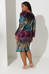 YOURS LONDON Plus Size Pink & Purple Ombre Sequin Shift Dress | Yours Clothing 4