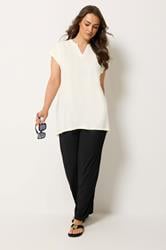 YOURS Plus Size Ivory White Notch Neck T-Shirt | Yours Clothing 1