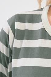 YOURS Plus Size Sage Green Stripe Long Sleeve T-Shirt | Yours Clothing 4