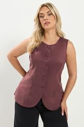 YOURS Curve Burgundy Red Suedette Waistcoat | Yours Clothing 3