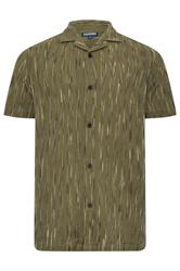 BadRhino Big & Tall Khaki Green Knitted Detail Revere Shirt | BadRhino 5
