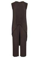 YOURS LONDON Curve Chocolate Brown Pleated Set