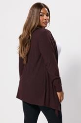 YOURS Plus Size Dark Purple Ribbed Waterfall Cardigan | Yours Clothing 2