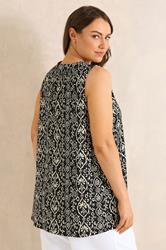 EVANS Plus Size Black Ikat Print Sleeveless Stretch Top | Evans 2