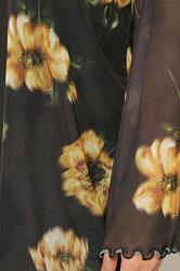 YOURS Plus Size Brown Floral Mesh Swing Top | Yours Clothing 4