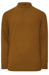 BadRhino Big & Tall Brown Textured Crew Neck Knitted Jumper