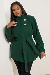 YOURS Plus Size Dark Green Formal Wrap Coat | Yours Clothing 3