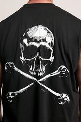 BadRhino Big & Tall Black Extra Long Skull & Crossbones Graphic Muscle Vest | BadRhino 4