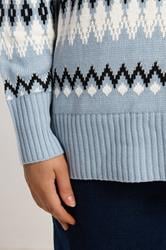 YOURS Plus Size Blue Fairisle  Knitted Jumper | Yours Clothing 4