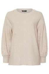 YOURS Curve Natural Brown Pearl Embellished Jumper