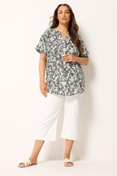 YOURS Curve Ivory White Dalmatian Print Notch Neck Blouse | Yours Clothing 1
