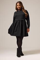 YOURS Plus Size Black 2-in-1 Poplin Jumper Dress | Yours Clothing 1