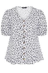 YOURS Curve White Floral Button Front Top