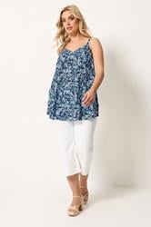 YOURS Plus Size Blue Floral Vest Top | Yours Clothing 1