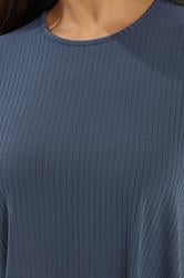 YOURS Plus Size Slate Grey Ribbed Swing Top | Yours Clothing 4