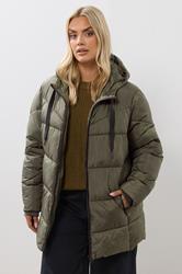 YOURS Plus Size Khaki Green Short Padded Coat | Yours Clothing 3