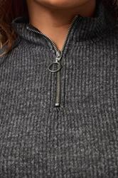 YOURS Plus Size Charcoal Grey Zip Neck Ribbed Jumper Dress | Yours Clothing 4