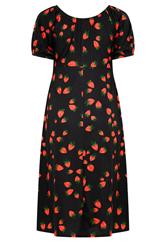 LIMITED COLLECTION Plus Size Black Strawberry Tea Dress | Yours Clothing 6