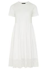 YOURS Curve Ivory White Broderie Anglaise Trim Dress
