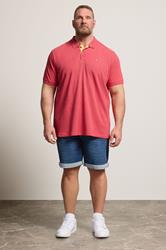 BadRhino Big & Tall Pink & Yellow Contrast Short Sleeve Polo Shirt | BadRhino 1