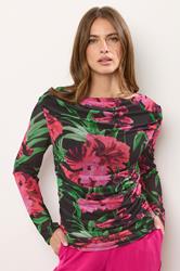 STAR Black Mesh Floral Cowl Neck Top | StarByJM 2