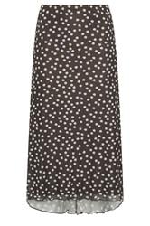 LTS Tall Chocolate Brown Polka Dot Dipped Hem Mesh Midi Skirt