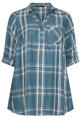 YOURS Curve Blue Check Overhead Shirt