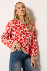 LTS Tall Women's Red Leopard Print Knitted Jumper | Long Tall Sally 3