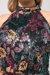 YOURS LONDON Plus Size Orange & Pink Floral Sequin Maxi Dress | Yours Clothing 4