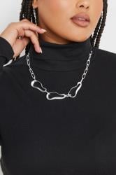 Silver Tone Molten Chain Link Necklace | Yours Clothing 1