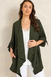 EVANS Plus Size Olive Green Lightweight Waterfall Jacket | Evans 3