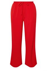 YOURS Plus Size Red Twill Wide Leg Trousers | Yours Clothing 2
