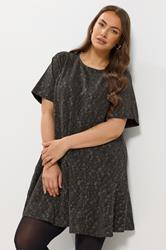 YOURS Plus Size Grey Jacquard T-Shirt Dress | Yours Clothing 3