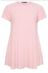 YOURS Curve Light Pink Swing Ribbed Top
