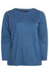 YOURS Curve Teal Blue Long Sleeve Core T-Shirt