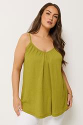YOURS Plus Size Green Crinkle Cami Vest Top | Yours Clothing 3