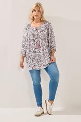 YOURS Plus Size Pink Paisley Print Sequin Tie Neck Top | Yours Clothing 3