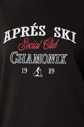 LTS Tall Black 'Apres Ski' Slogan Sweatshirt | Long Tall Sally 4