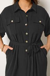 YOURS Plus Size Black Button Front Jumpsuit | Yours Clothing 4