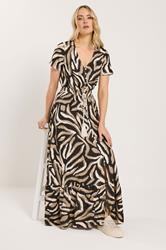 LTS Tall Women's Zebra Print Button Maxi Dress | Long Tall Sally 1